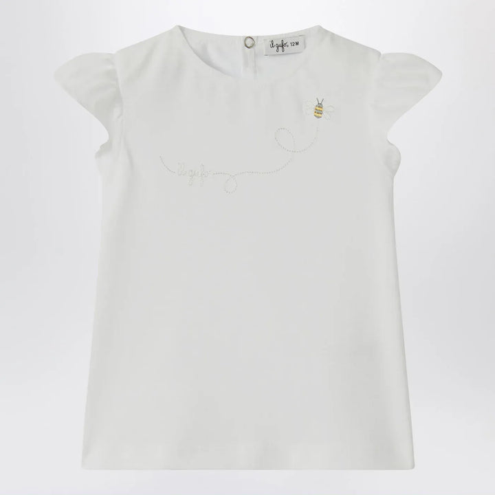 Il Gufo - White T-shirt with ruffled sleeves Brand Shirts &amp; Tops 9