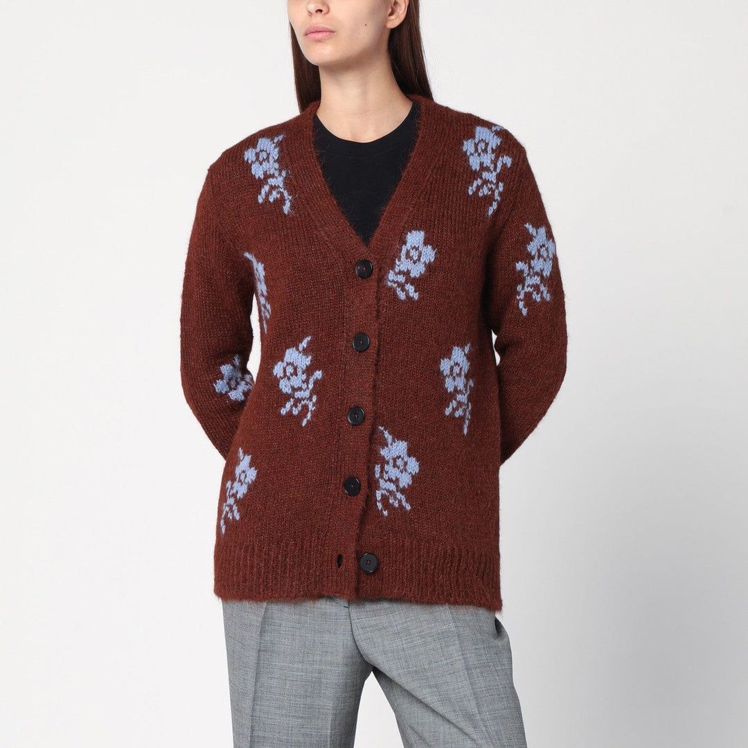 Shirts & Tops XS Jil Sander - Brown cardigan with floral inlay Brand