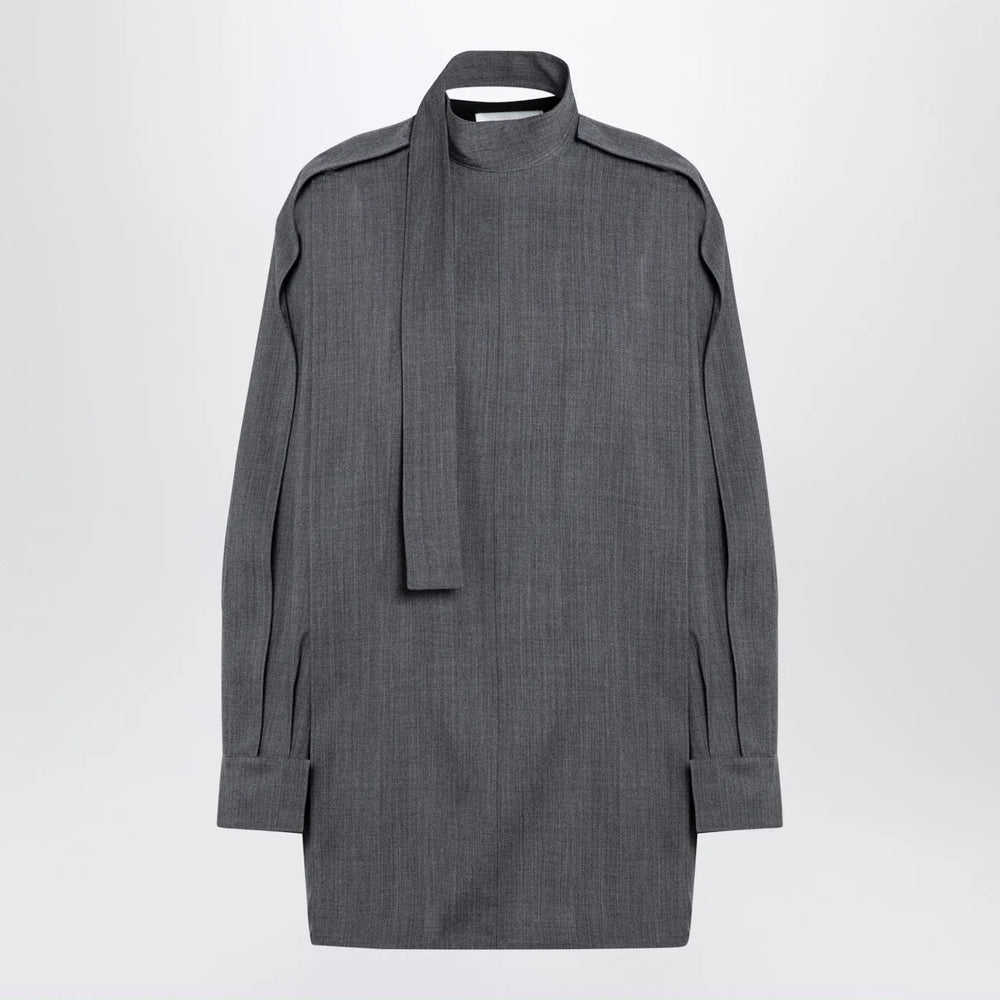 Jil Sander - Grey wool shirt with scarf Brand Shirts & Tops 36  FR