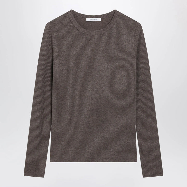 Max Mara - Long-Sleeve T-Shirt in Dark Khaki Jersey Brand Shirts &amp; Tops L