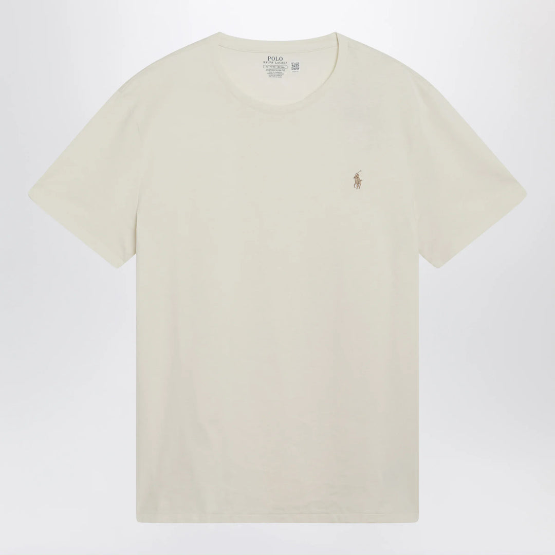 Polo Ralph Lauren - Cream Cotton Custom Slim-Fit T-Shirt Brand Shirts &amp; Tops S