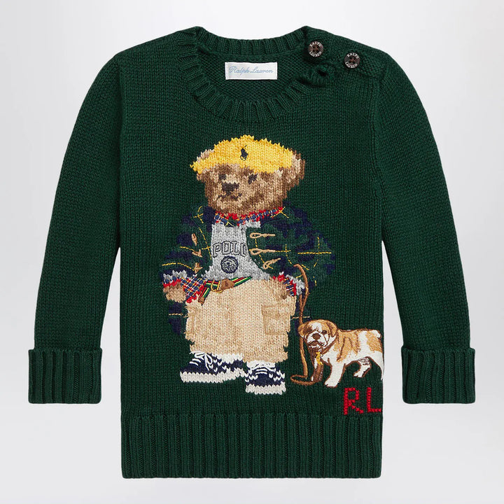 Polo Ralph Lauren - Moss green cotton Polo Bear sweater Brand Shirts &amp; Tops 6M
