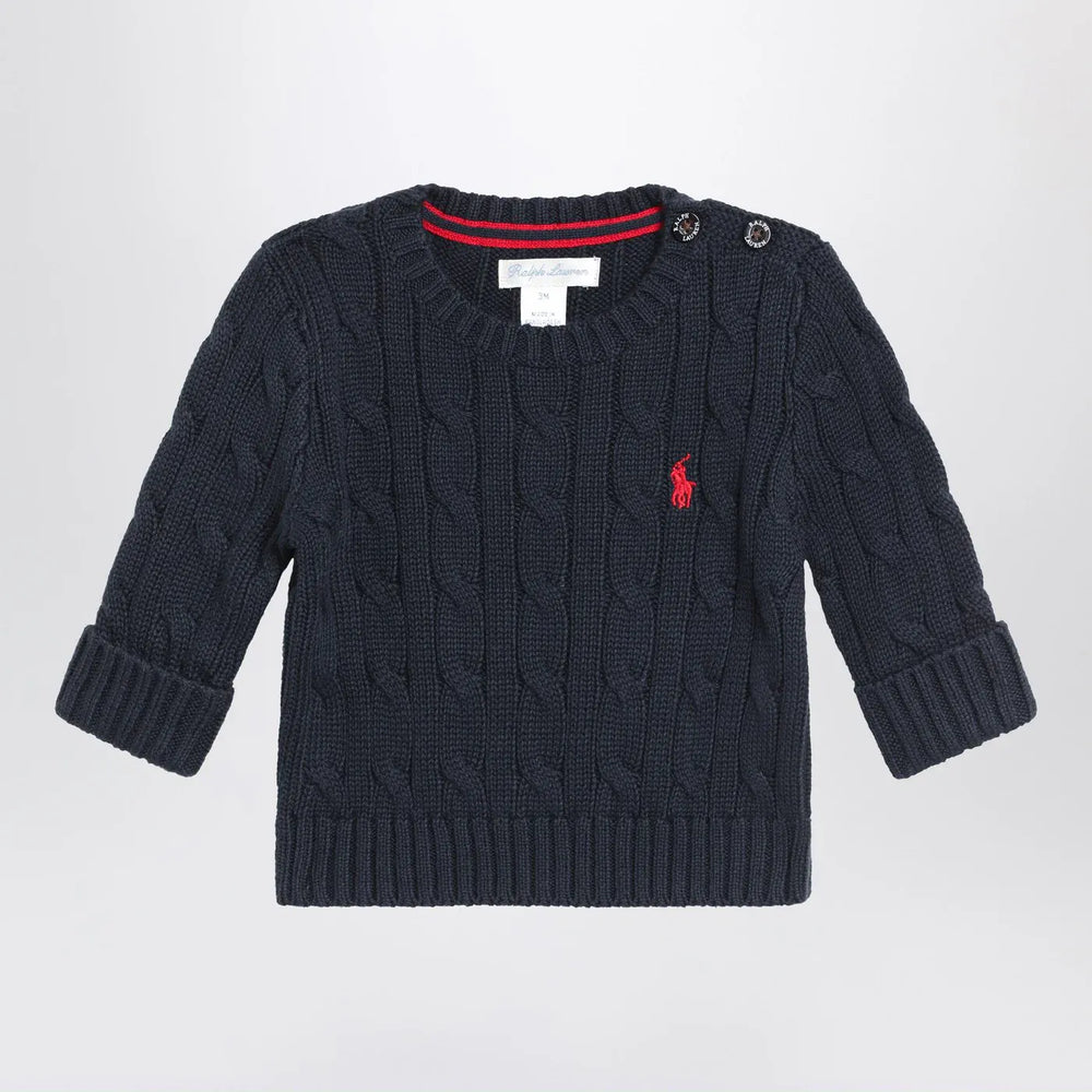 Polo Ralph Lauren - Navy blue cable-knit cotton sweater Brand Shirts & Tops 3