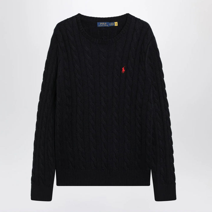 Polo Ralph Lauren - Navy blue cable-knit cotton sweater Brand Shirts &amp; Tops XL