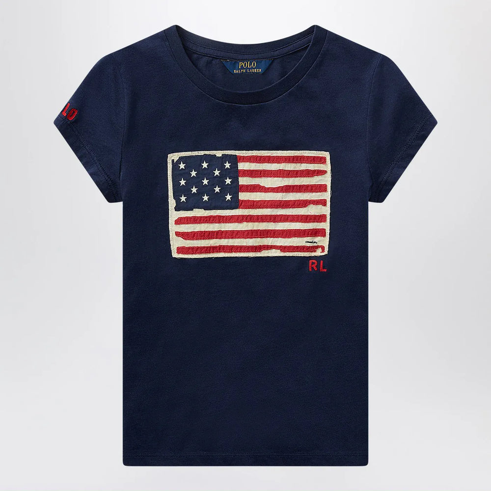 Polo Ralph Lauren - Navy blue jersey T-shirt with flag Brand Shirts & Tops 2