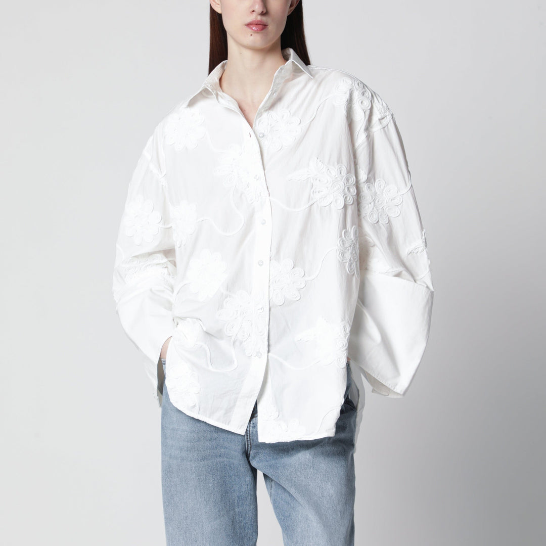 Shirts & Tops ROTATE Birger Christensen - Flower oversized floral shirt in organic cotton, white Brand