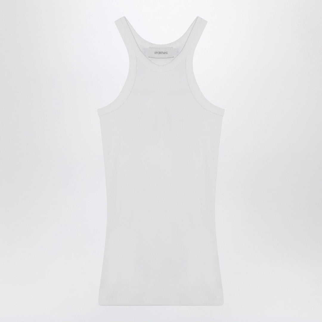 Shirts & Tops L Sportmax - White ribbed tank top in silk blend Brand