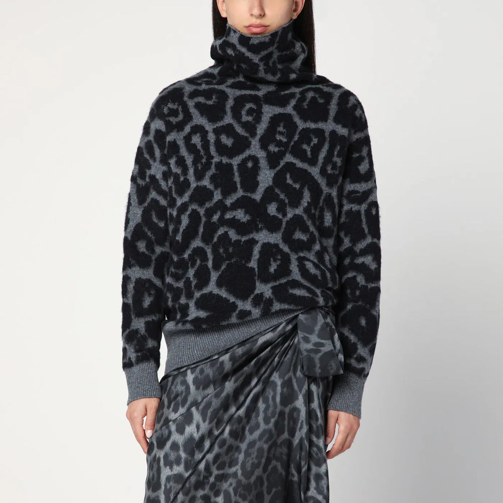 Stella McCartney - Leopard print turtleneck sweater in wool Brand Shirts & Tops M