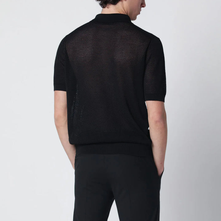 Tagliatore - Black openwork cotton cardigan Brand Shirts &amp; Tops