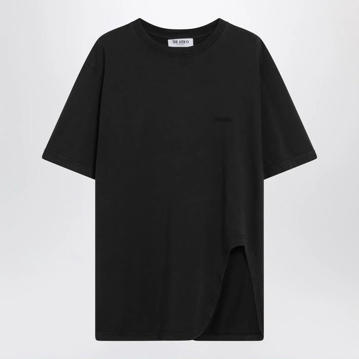 The Attico - Black washed T-shirt with shaped hem Brand Shirts &amp; Tops 40  IT