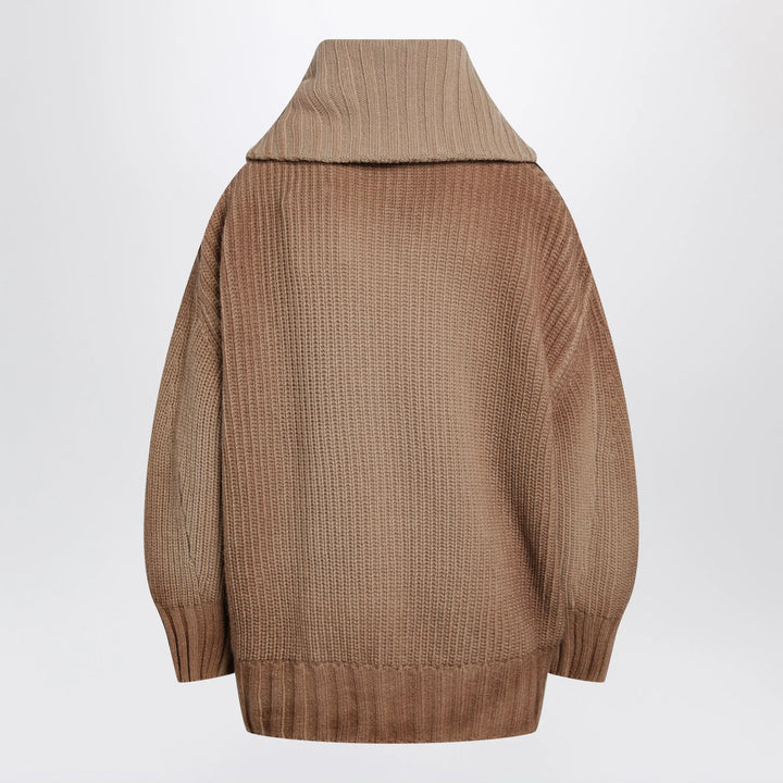 The Attico - Camel wool and cashmere sweater with asymmetric zip Brand Shirts &amp; Tops 38  IT