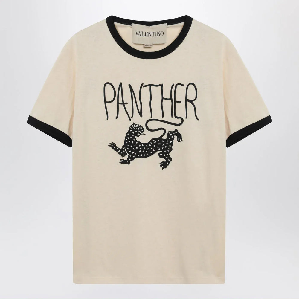 Valentino - Butter-colored T-shirt with Panther print Brand Shirts & Tops S