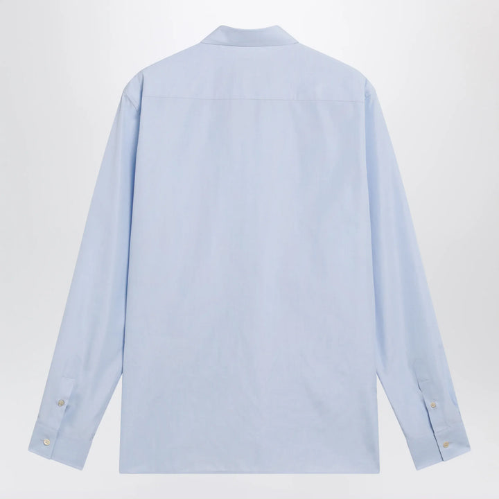 Valentino - Light blue fil-à-fil cotton shirt with VLogo embroidery Brand Shirts &amp; Tops