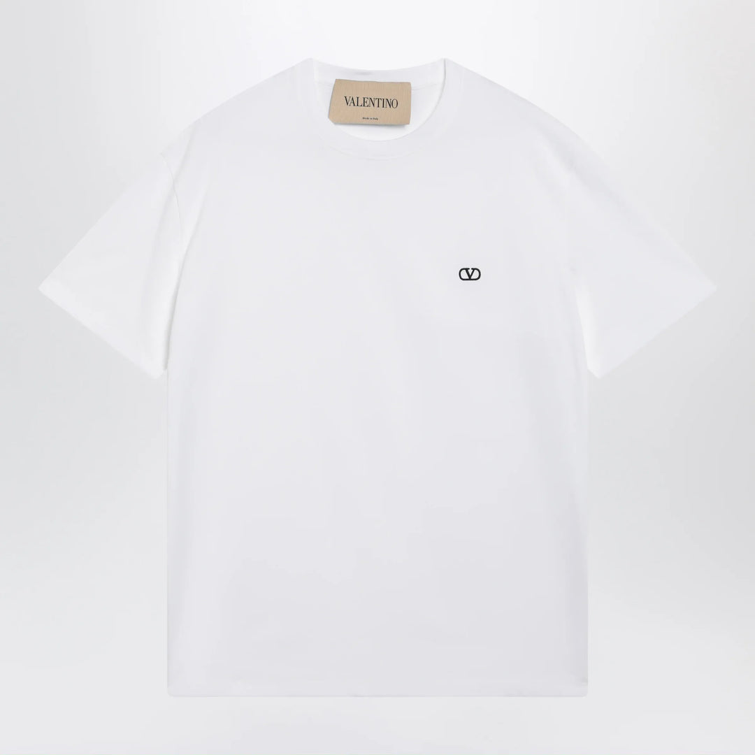 Valentino - White cotton T-shirt with VLogo embroidery Brand Shirts &amp; Tops S