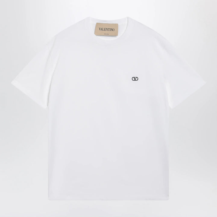 Valentino - White cotton T-shirt with VLogo embroidery Brand Shirts &amp; Tops S