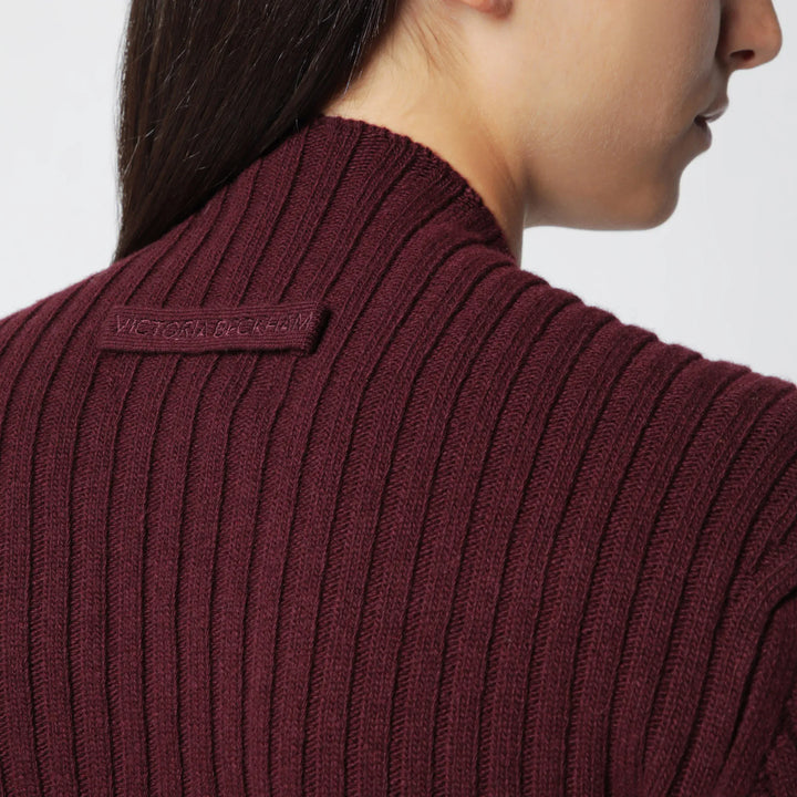 Victoria Beckham - Ribbed Sweater in Dark Grey Wool and Cashmere Brand Shirts &amp; Tops M