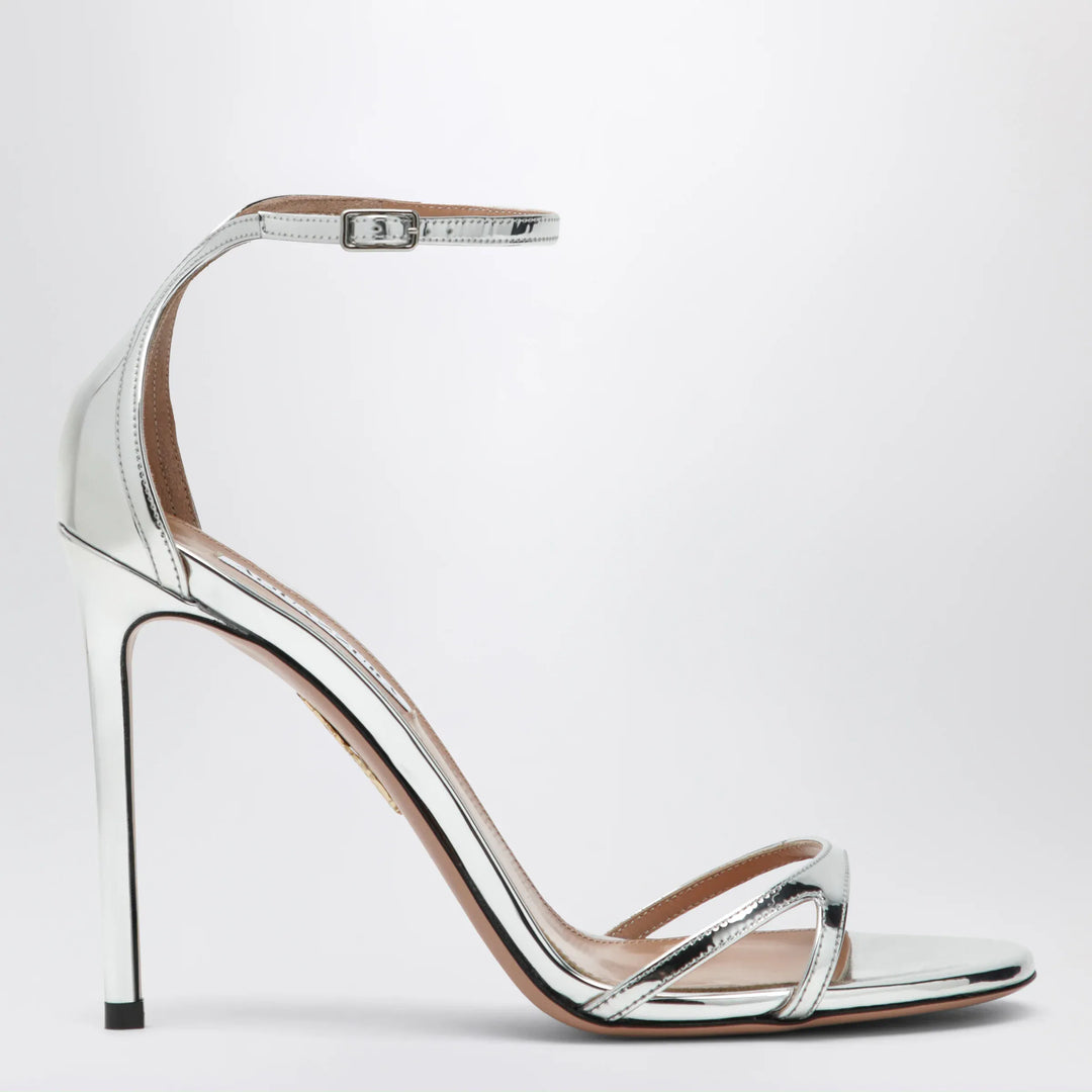 Aquazzura - Nuda 85 sandals in silver metallic leather Brand Shoes 36 IT
