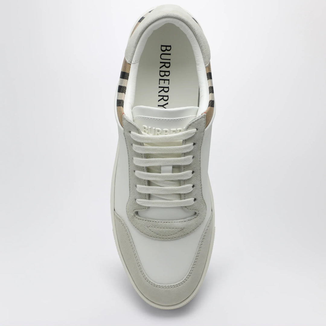 Burberry - White and Check leather sneakers Brand Shoes