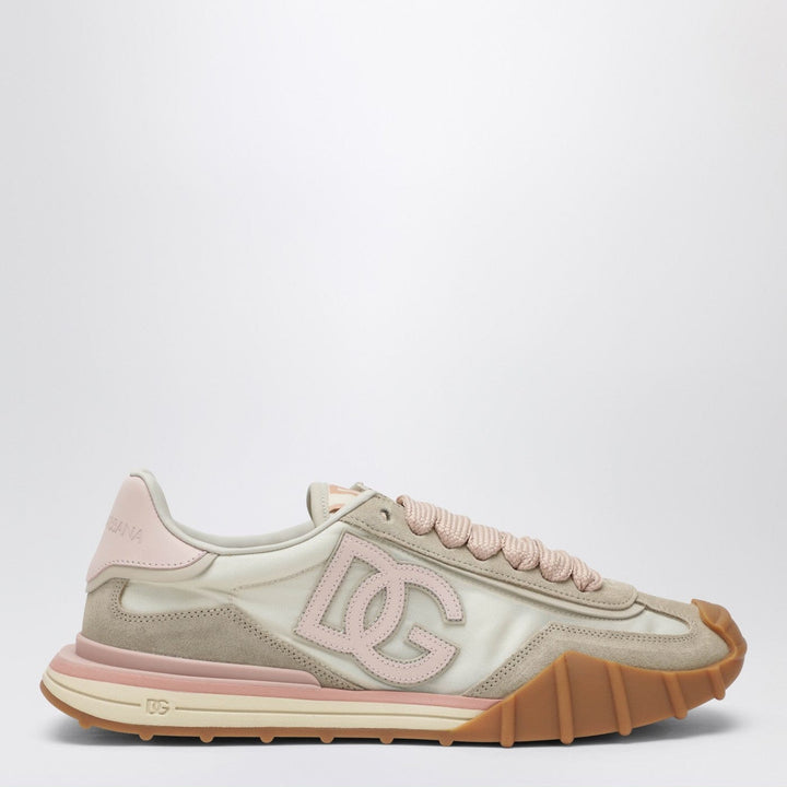 Shoes Dolce&amp;Gabbana - DG Athletic sneakers in ivory and pink fabric and leather Brand