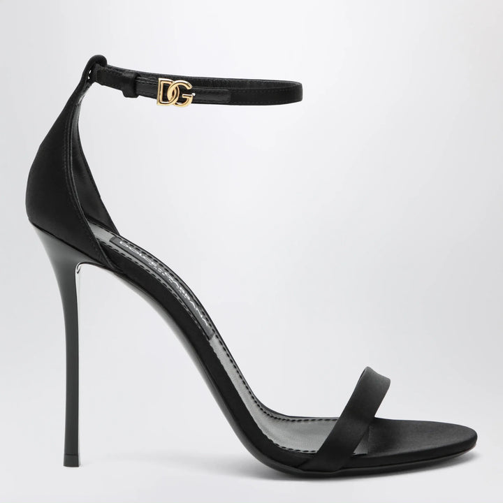 Dolce&amp;Gabbana - Keira sandal in black satin Brand Shoes 37,5 IT