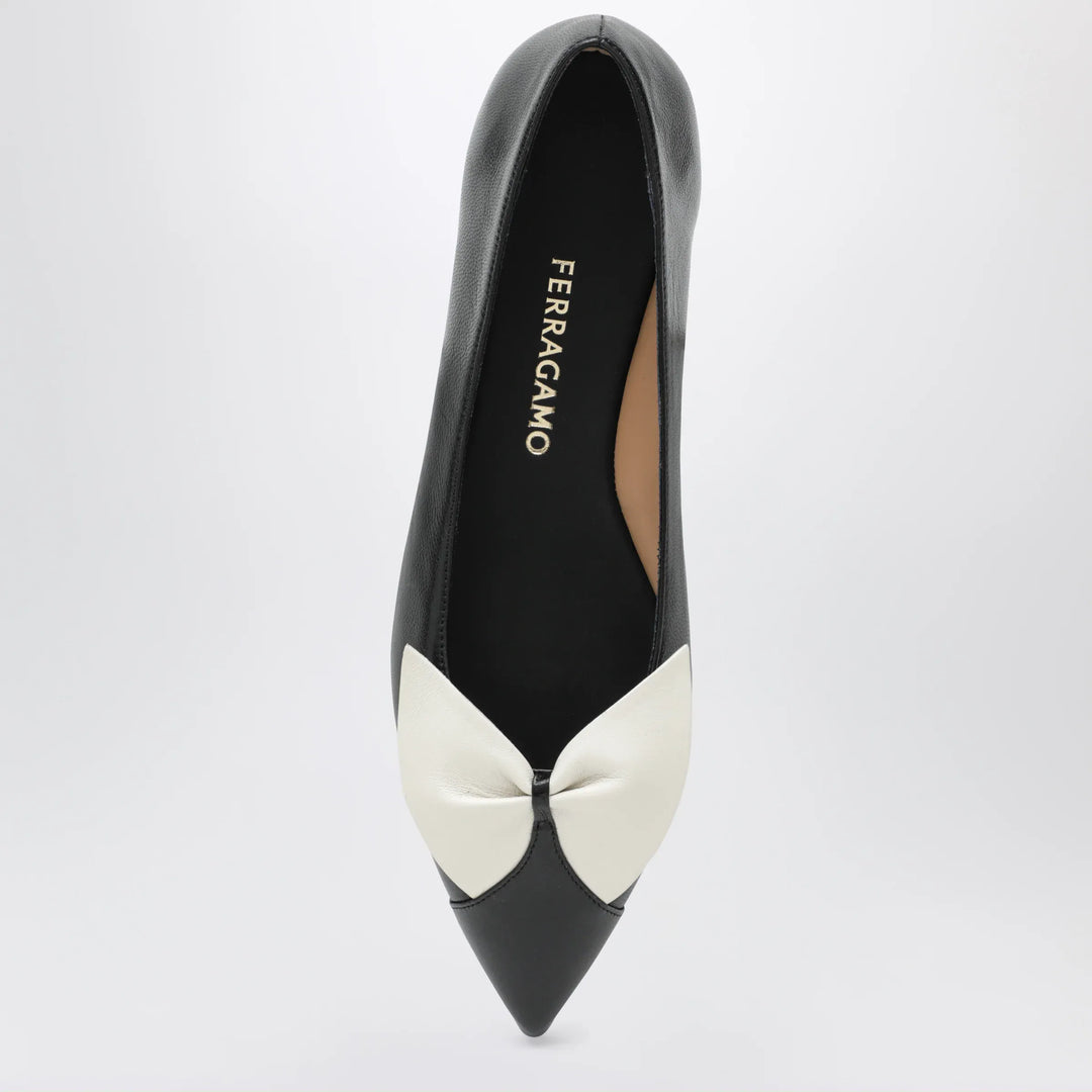 Ferragamo - Soft bow ballerina flats Black/Mascarpone Brand Shoes