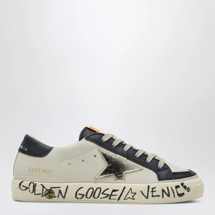 Golden Goose - White/blue May Sneakers with platinum star Brand Shoes 36