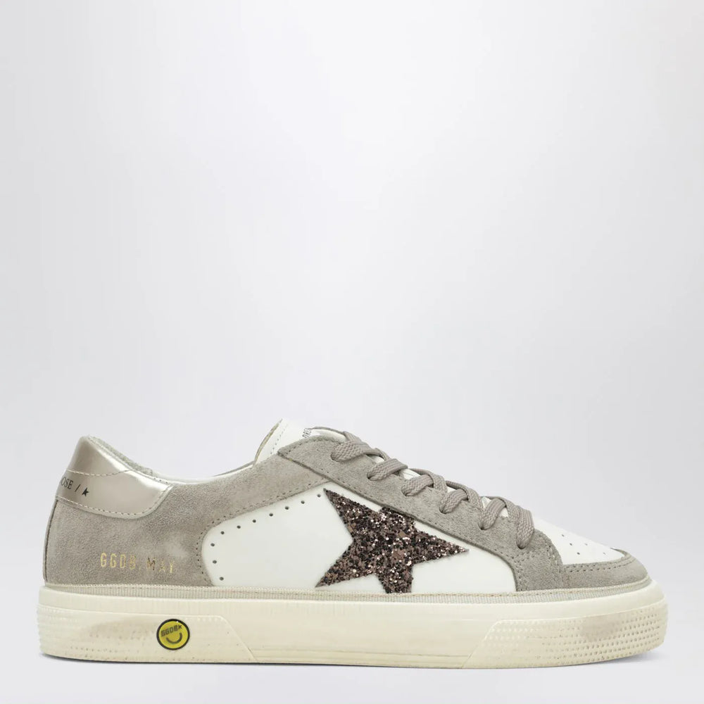 Golden Goose - White/taupe May Sneakers with glitter star Brand Shoes 28