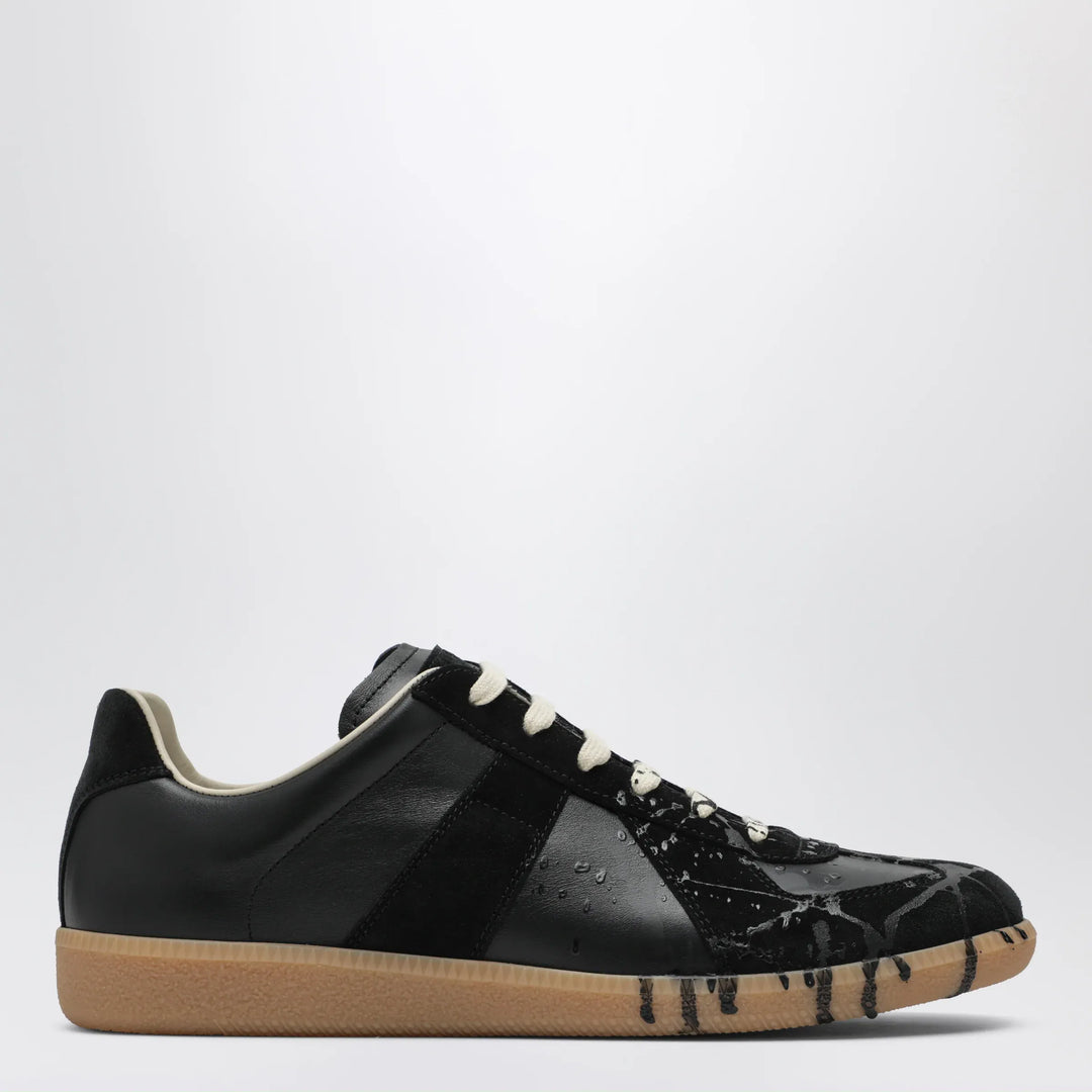 Maison Margiela - Replica paint-splattered calfskin and suede sneakers, black Brand Shoes 40,5 IT