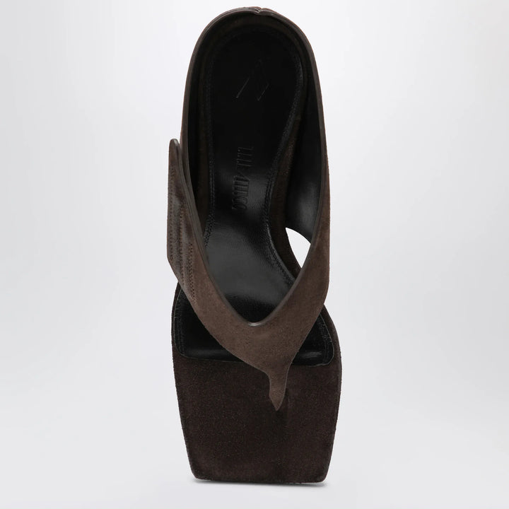 The Attico - Cheope suede thong sandals in dark brown Brand Shoes