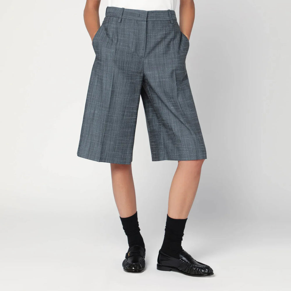 Jil Sander - Bermuda in lana dark sky Brand Shorts 38  FR