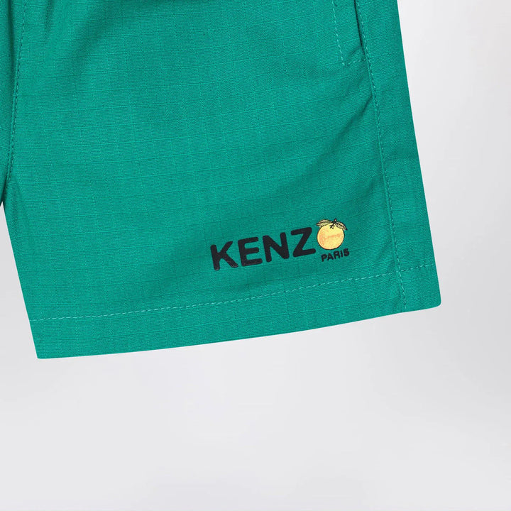 KENZO - Green cotton Shorts with logo Brand Shorts 12M