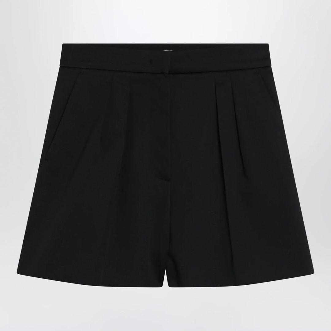 Max Mara - Black stretch cotton satin shorts Brand Shorts 40  IT