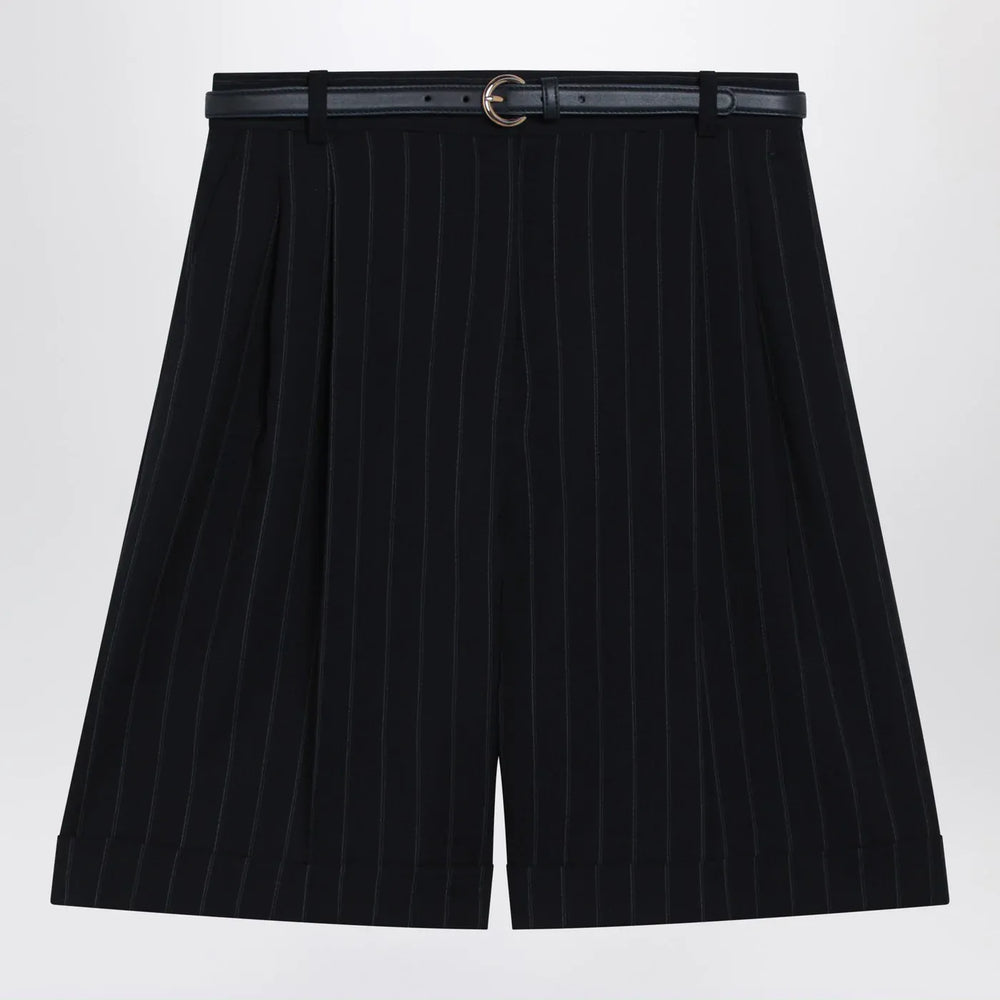 Max Mara Studio - Blue pinstripe wool bermuda shorts Brand Shorts 40  IT