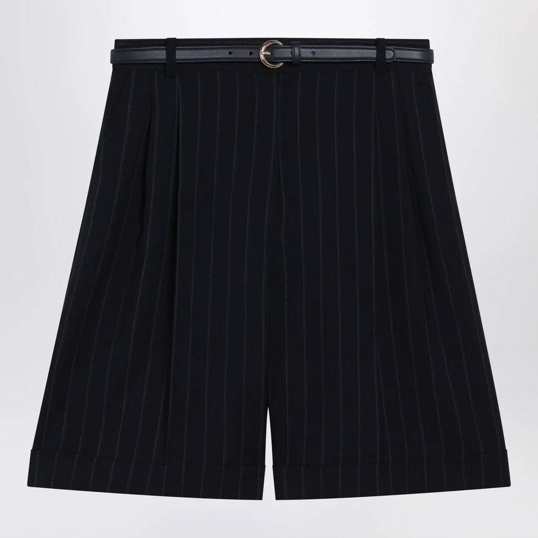 Max Mara Studio - Blue pinstripe wool bermuda shorts Brand Shorts 40  IT