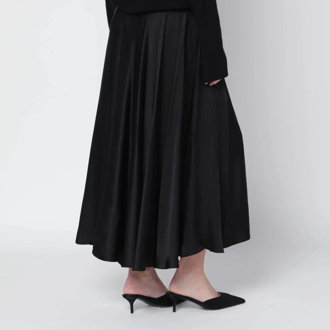 ANINE BING - Black Christina silk-blend midi skirt Brand Skirts