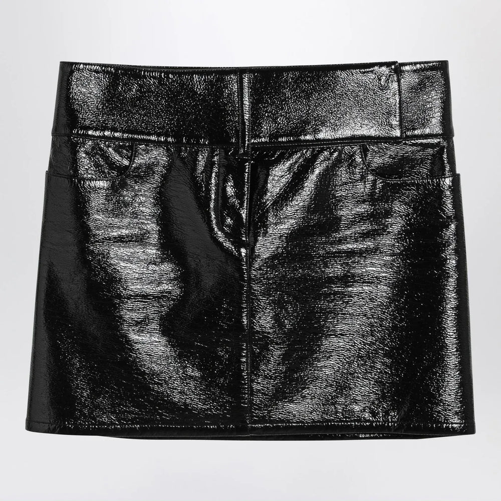 Courrèges - Black Belted Vinyl Mini Skirt Brand Skirts 38  FR