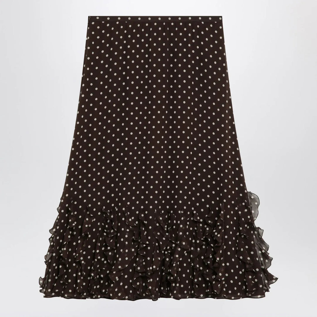 Valentino - Brown silk skirt with Plusdepois motif Brand Skirts