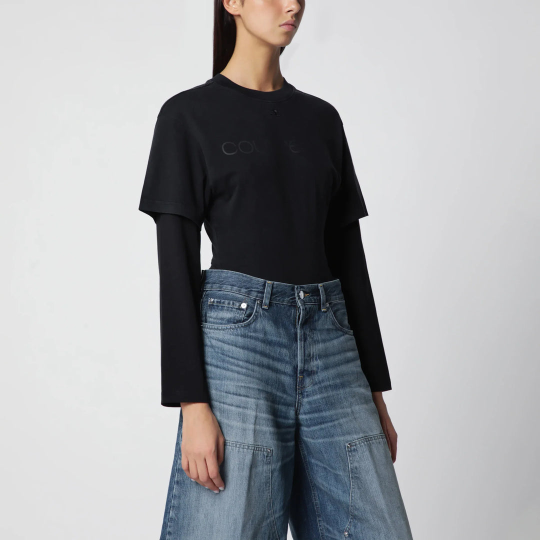 Courrèges - Black double-sleeve T-shirt Brand T-Shirt S