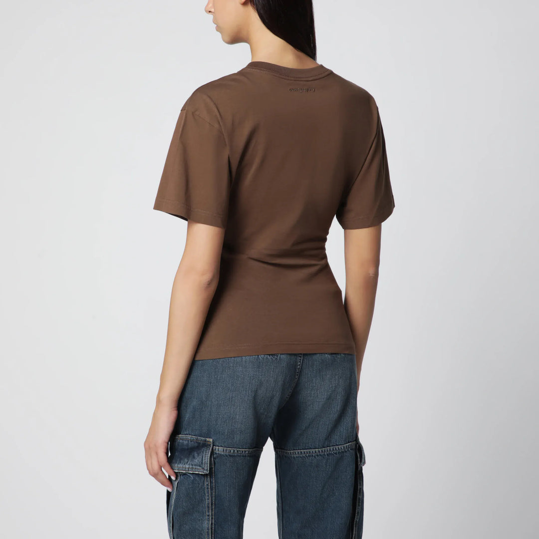 Courrèges - Brick/black cotton T-shirt with logo Brand T-Shirt
