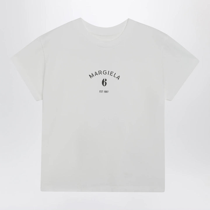MM6 Maison Margiela - Off-white cotton jersey T-shirt with numeric embroidery Brand T-Shirt S