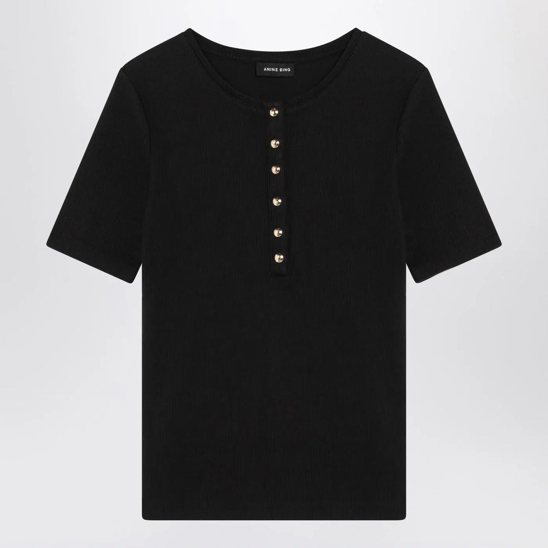 ANINE BING - Black short-sleeved t-shirt Brand T-Shirts XS