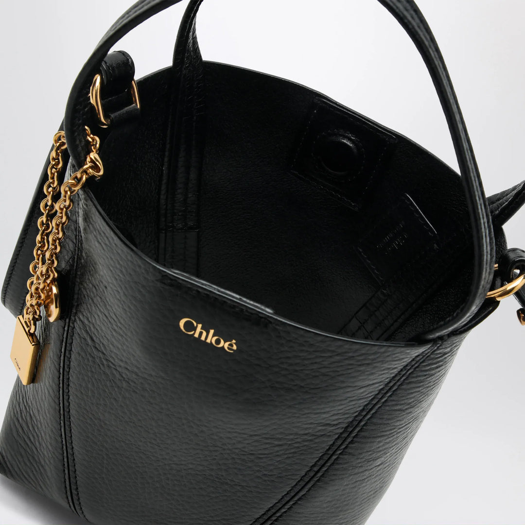 Chloé - Small Spin black leather tote bag Brand Tote Bag U