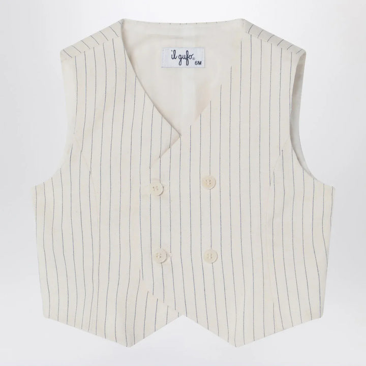 Il Gufo - Double-breasted vest in pinstriped cotton Brand Vests 18M
