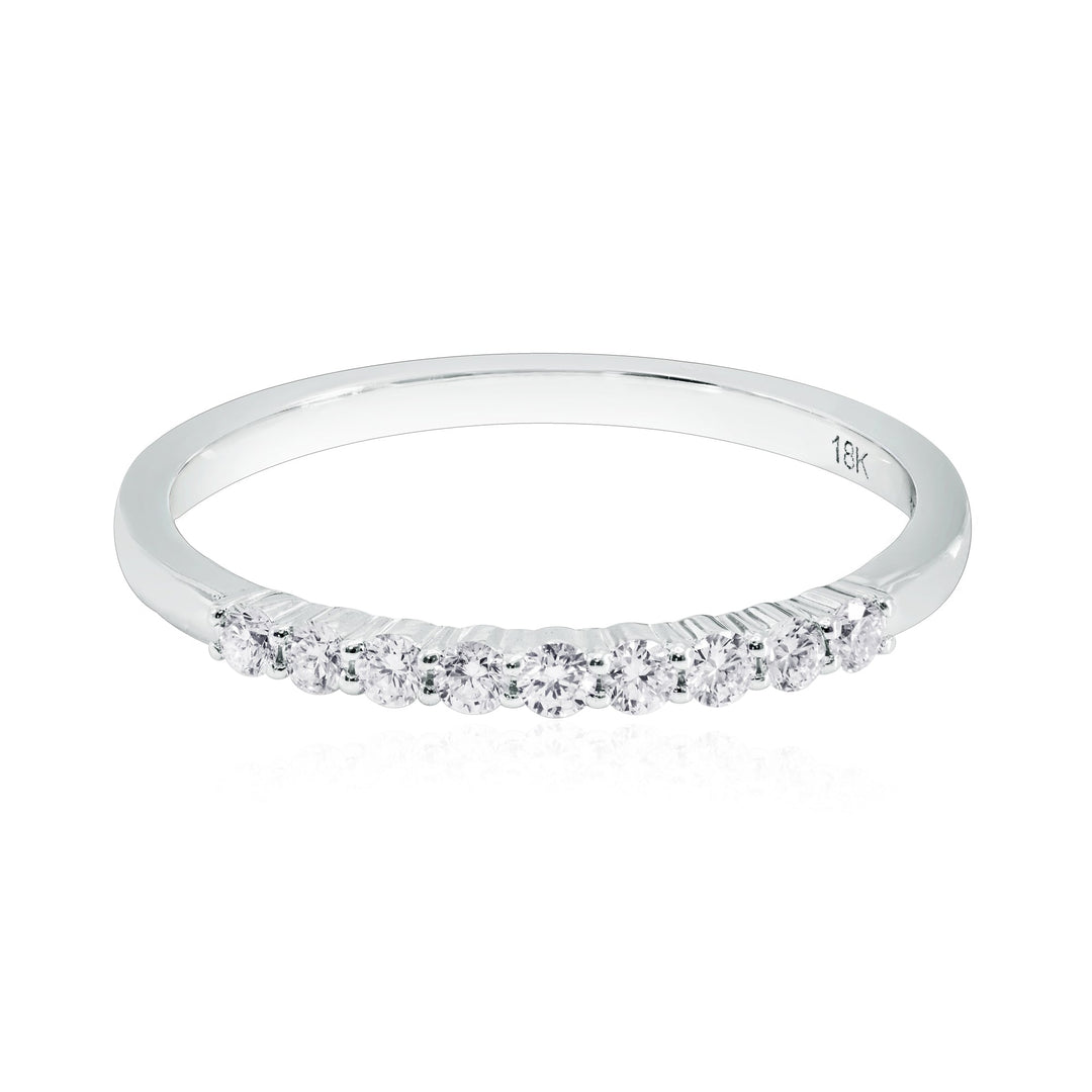 Leibish White Diamond 9 Stone Diamond Band Ring