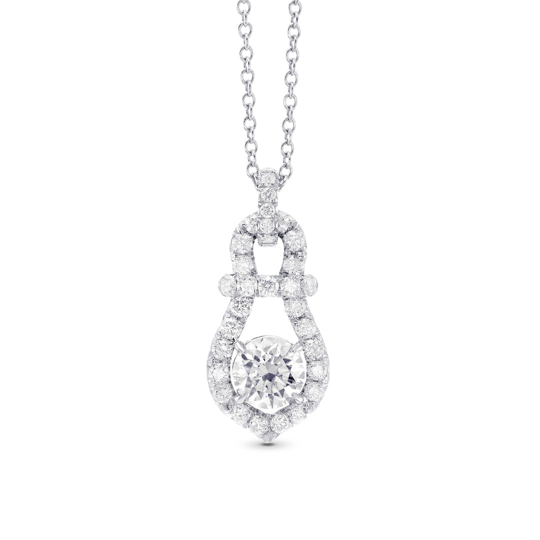 Leibish Round Brilliant White Diamond Drop Pendant