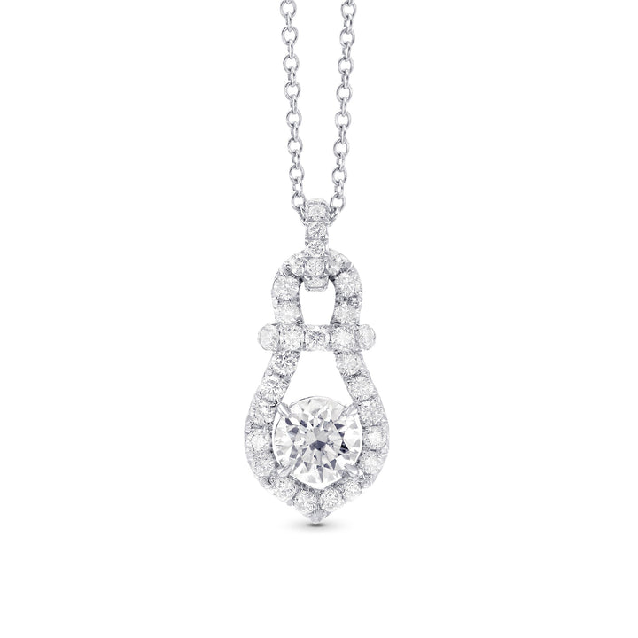 Leibish Round Brilliant White Diamond Drop Pendant