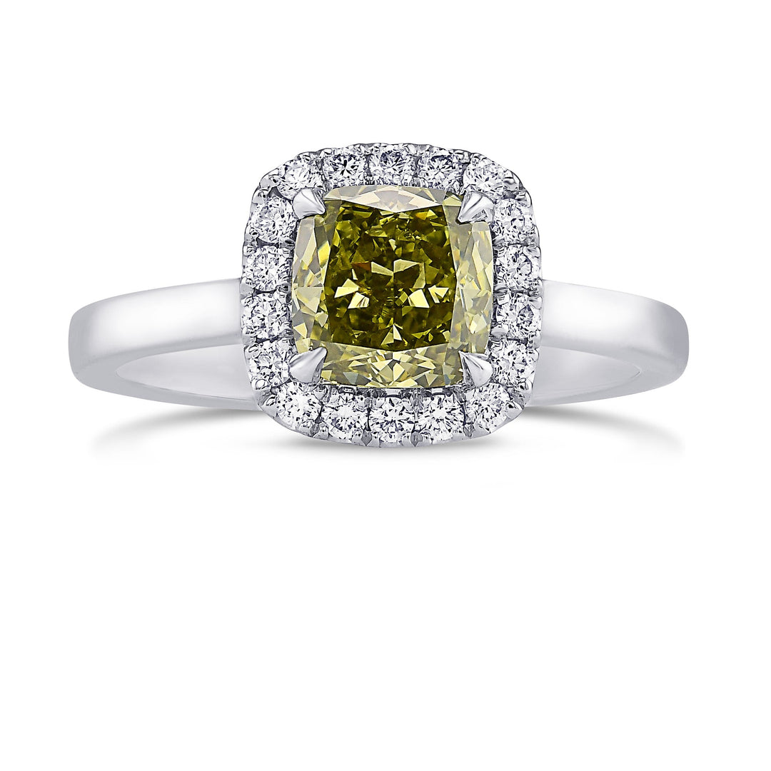 Leibish Chameleon Cushion Diamond Halo Ring