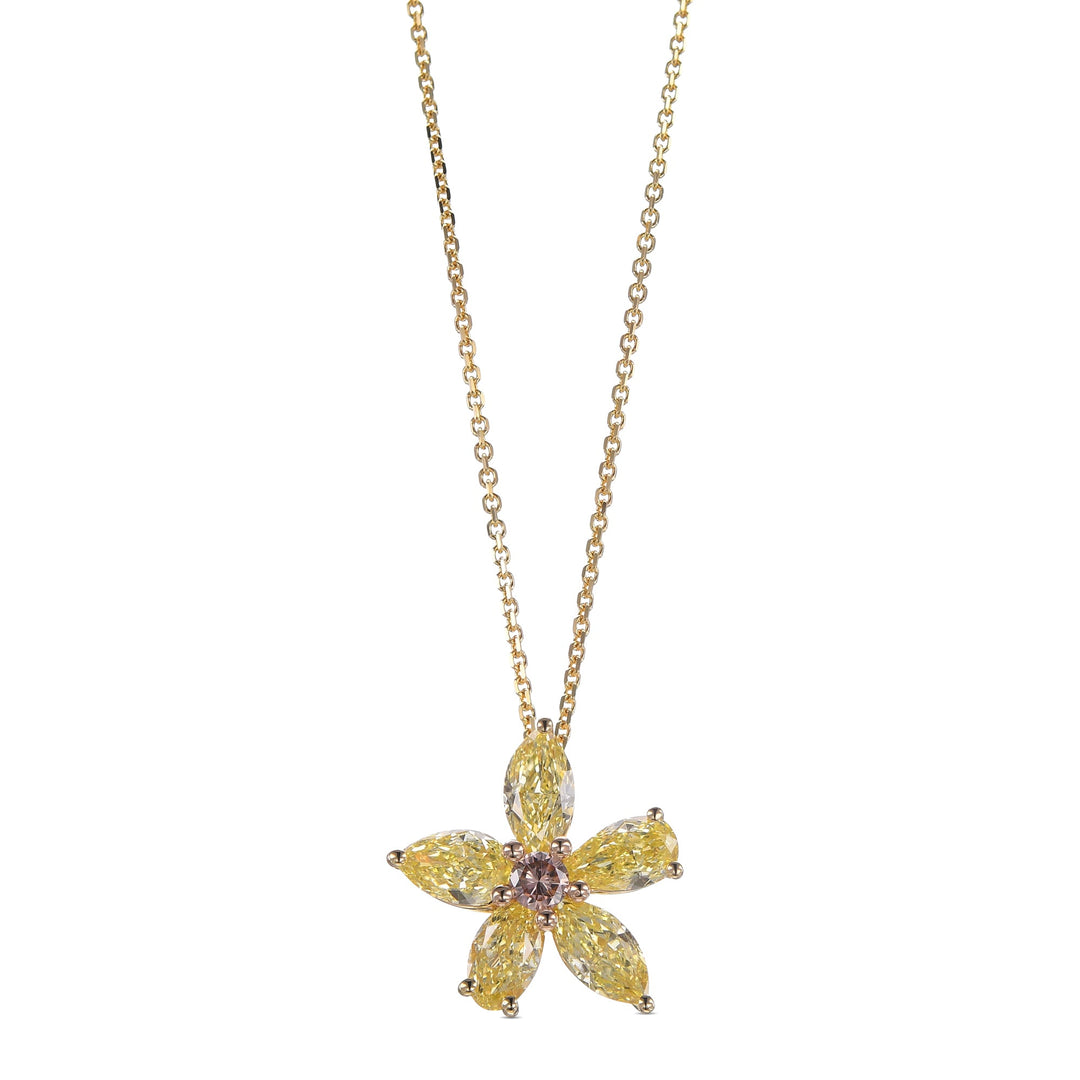 Leibish Fancy Intense Orangy Pink &amp; Fancy Yellow Diamond Pendant
