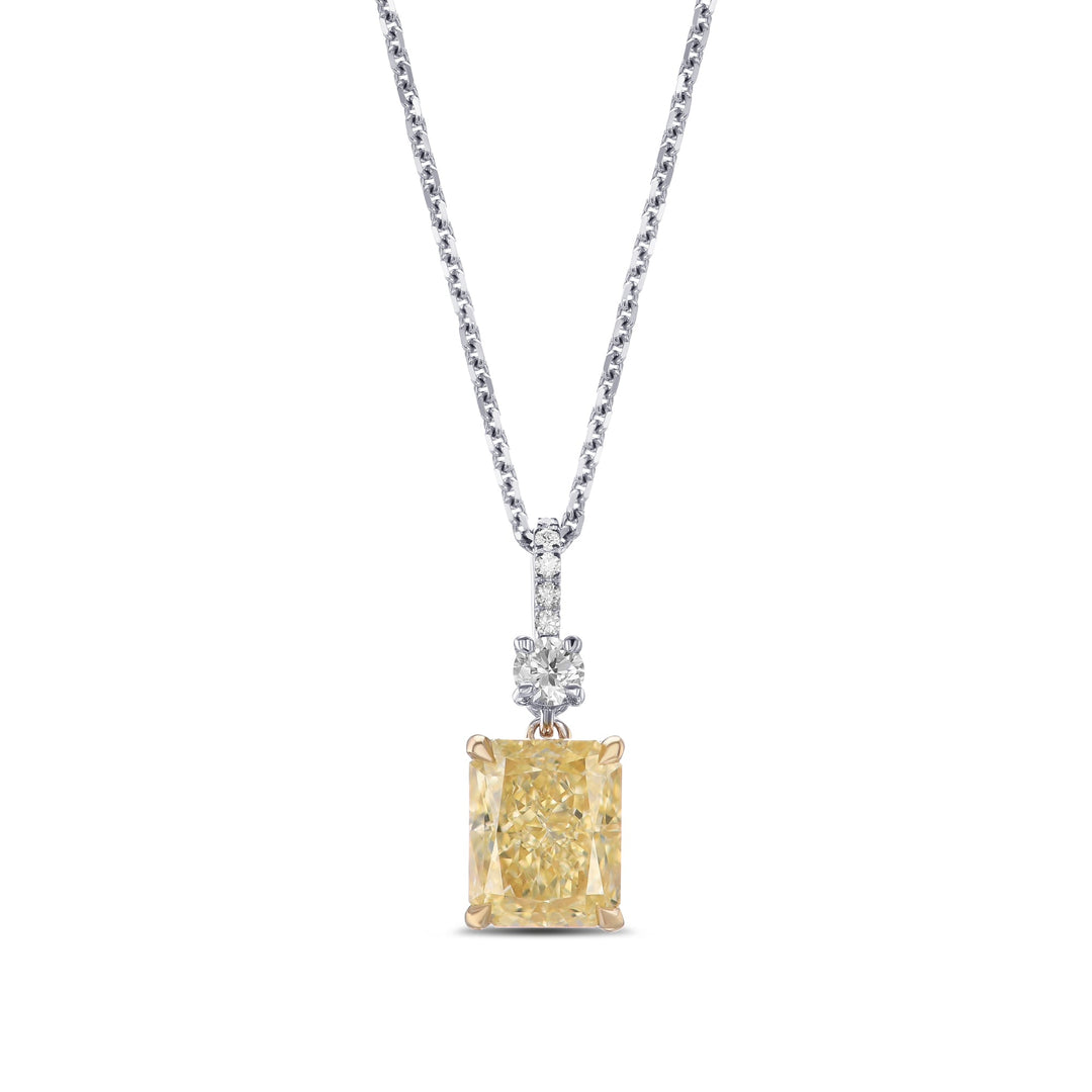 Leibish Fancy Light Yellow Radiant Drop Diamond Pendant