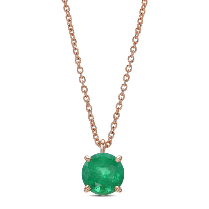 Leibish Round Emerald Solitaire Pendant